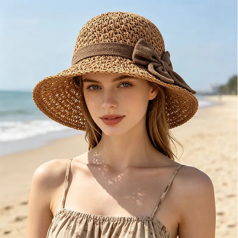 ☀️🎀Eleganten francoski klobuk s pentljo: zaščita pred soncem in senca.