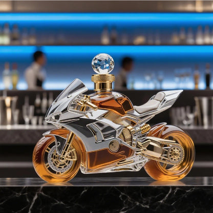 🏍️Kreatywna szklana butelka, ciekawa butelka na whisky w stylu motocyklowym, wykonana z butelki