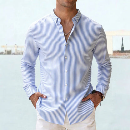 🔥👕【M-5XL】Pánská business košile s dlouhým rukávem v pruzích 2026 - Každodenní univerzální styl