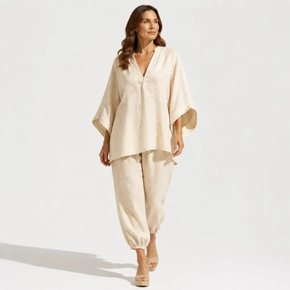 【S-3XL】👗 Luźny zestaw z szerokim dekoltem, rękawami typu nietoperz i casualowym krojem, zapewniający swobodę i komfort na co dzień ✨🌸