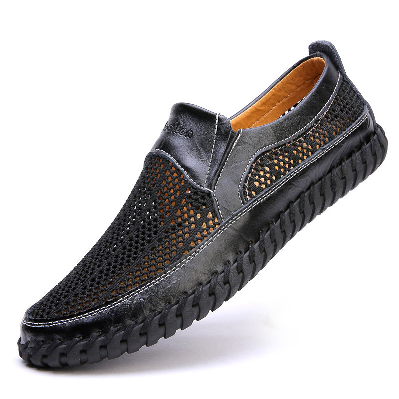 【38-48】👞2026 Nové jarní a letní pánské síťované boty velké velikosti - pravá hovězí kůže, proti pocení a zápachu, prodyšné a pohodlné