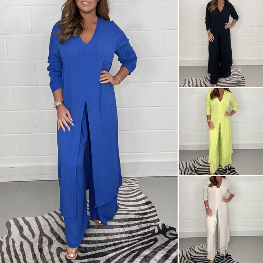 🌷【S-5XL】Jesienna nowość dwuczęściowy zestaw eleganckich spodni z długim rękawem