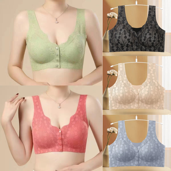 😍【Paquete de 5 piezas】(40-100KG)Sujetador sin aros con botón frontal para mujer