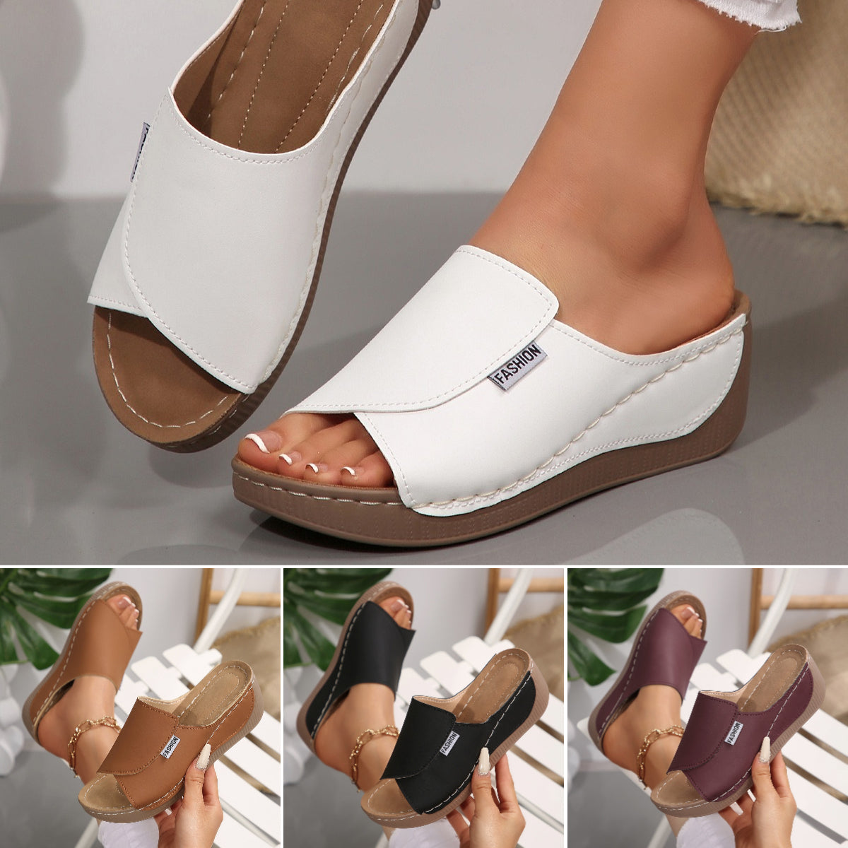 🔥👡【Reducere limitată de 50%】【36-43】Sandale la modă pentru femei din piele naturală, 2025, cu talpă moale și groasă