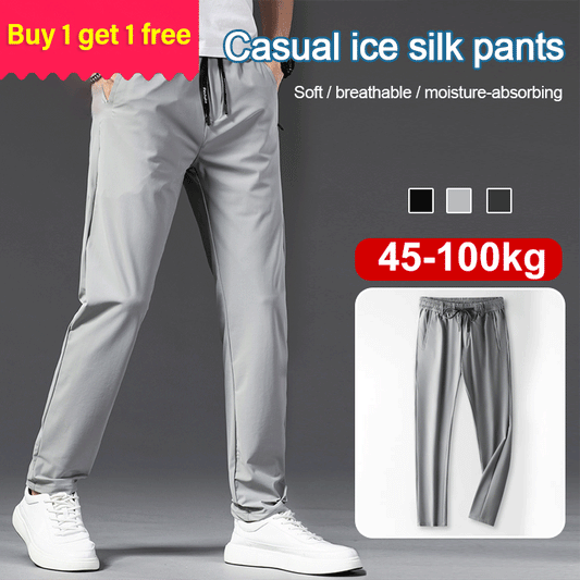 💥🔥【Cumpără 1 primești 1 gratis】🧊😍【M-5XL】Vara subțire gheață mătase pantaloni casual bărbați