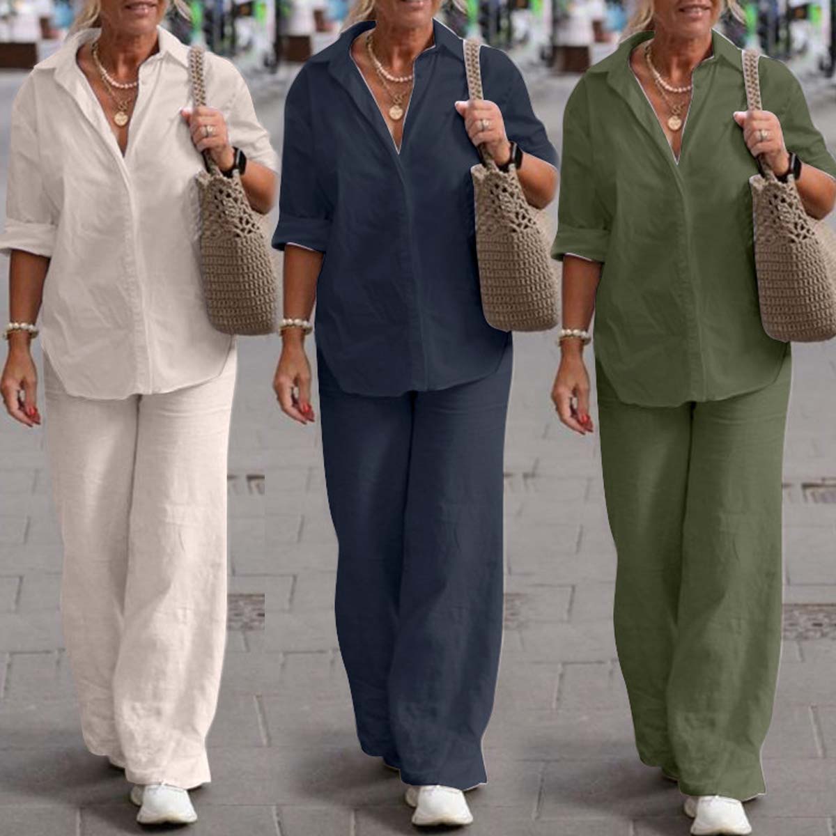 💕【S-5XL】Dámské ležérní soupravy 2026 - oversized košile a široké kalhoty