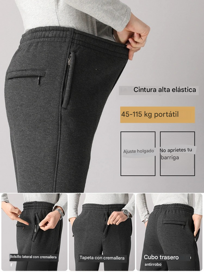 🔥👖【XL-5XL】Pantalones deportivos con forro grueso para hombres de mediana edad y mayores