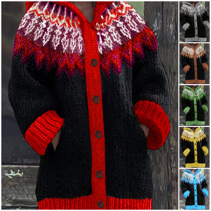 【S~5XL】✨Elegancka, kolorowa kurtka z kapturem w stylu retro