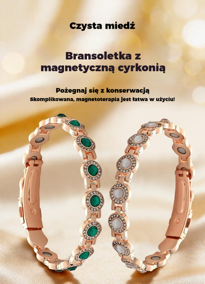 ✨【Kup 1, a drugi dostaniesz gratis】Stylowa, luksusowa bransoletka magnetyczna ze stopu, bransoletka magnetyczna z czystej miedzi i cyrkonii sześciennej