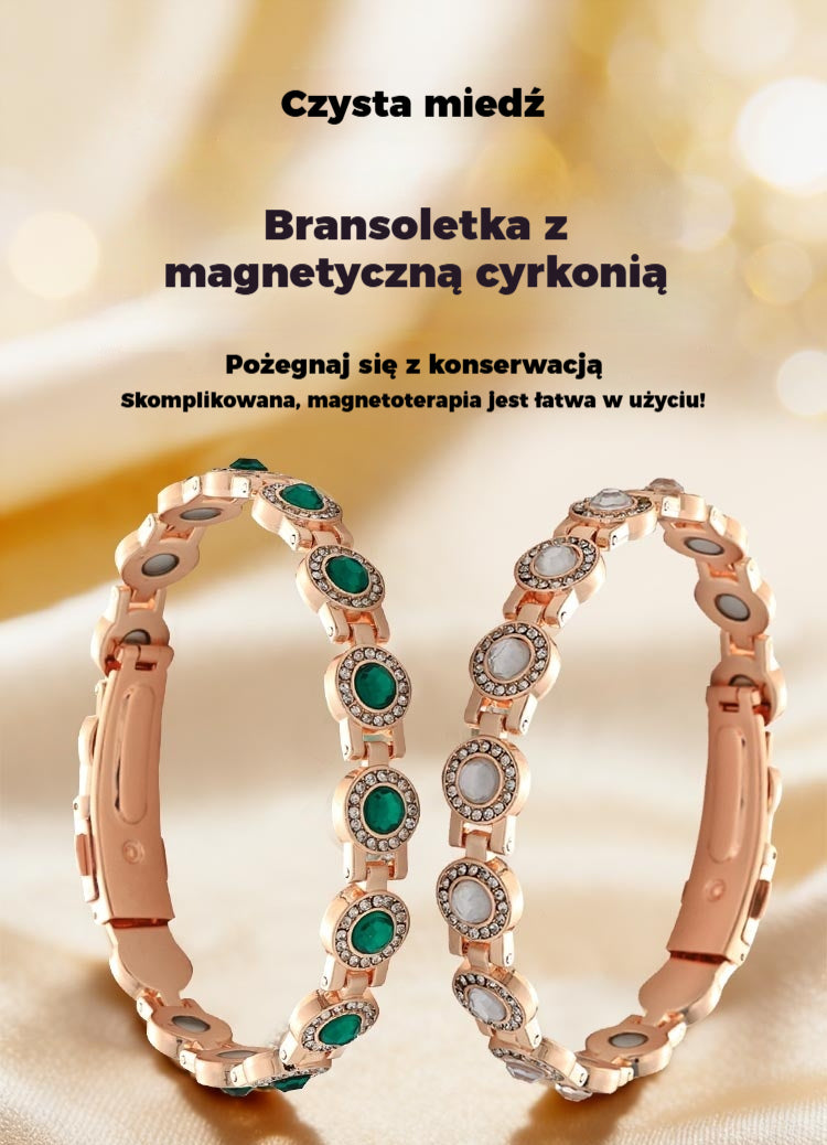 ✨【Kup 1, a drugi dostaniesz gratis】Stylowa, luksusowa bransoletka magnetyczna ze stopu, bransoletka magnetyczna z czystej miedzi i cyrkonii sześciennej