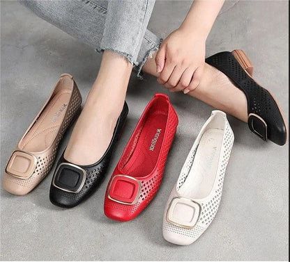 🔥【35-40】 2024 nowe letnie buty z prawdziwej skóry buty z gołą skórą płytkie usta damskie buty z miękkim dnem