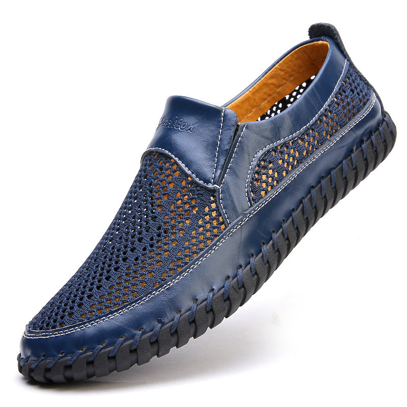 【38-48】👞2026 Nové jarní a letní pánské síťované boty velké velikosti - pravá hovězí kůže, proti pocení a zápachu, prodyšné a pohodlné