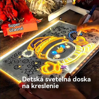 🎨💡✏️🔥Kúpte jeden kus a druhý dostanete zadarmo🔥Detská svietiaca kresliaca doska, ručne vyrobená DIY graffiti vymazateľná vzdelávacia fluorescenčná kresliaca doska