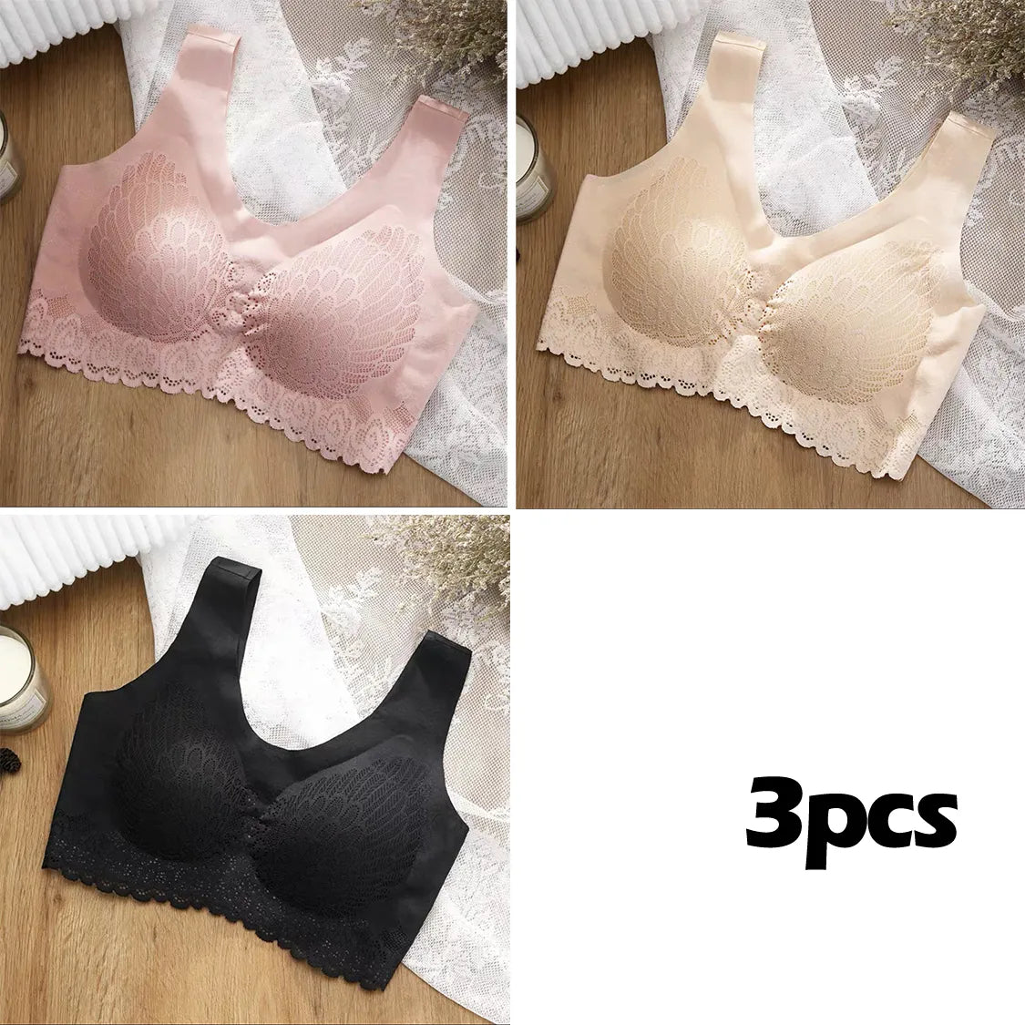 💕【3 dílná sada】Nová podprsenka z přírodního latexu bez kostic s push-up efektem – maximální pohodlí po celý den