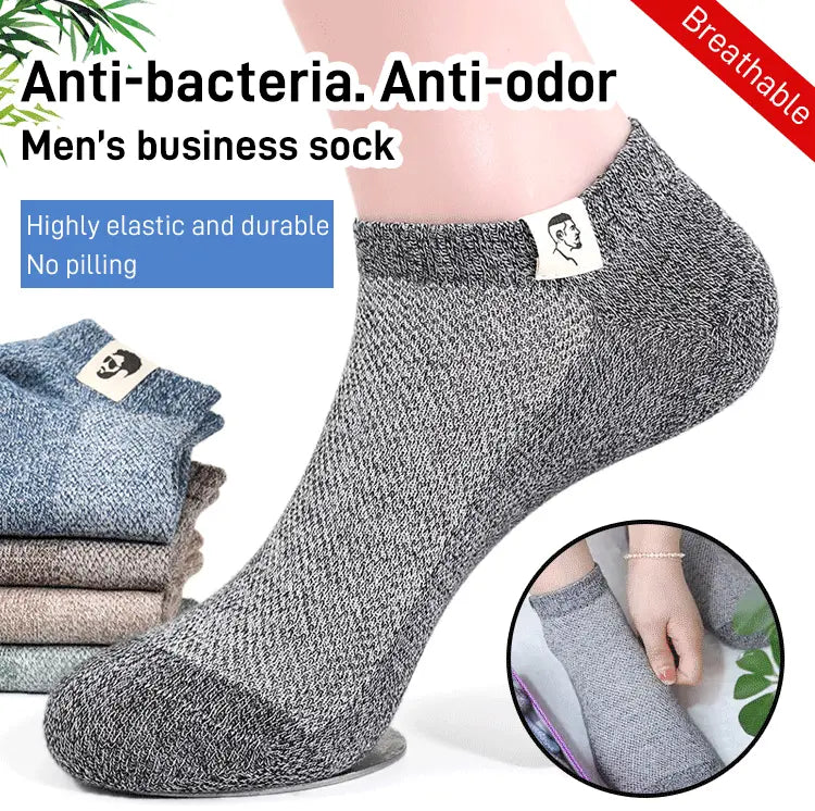 🔥【Skupaj 10 parov】🧦Moške poslovne zračne antibakterijske nogavice, ki vpijajo vonjave