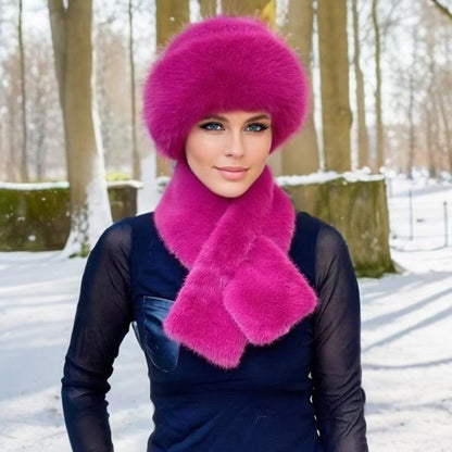 Modny zimowy szalik + pluszowa czapka