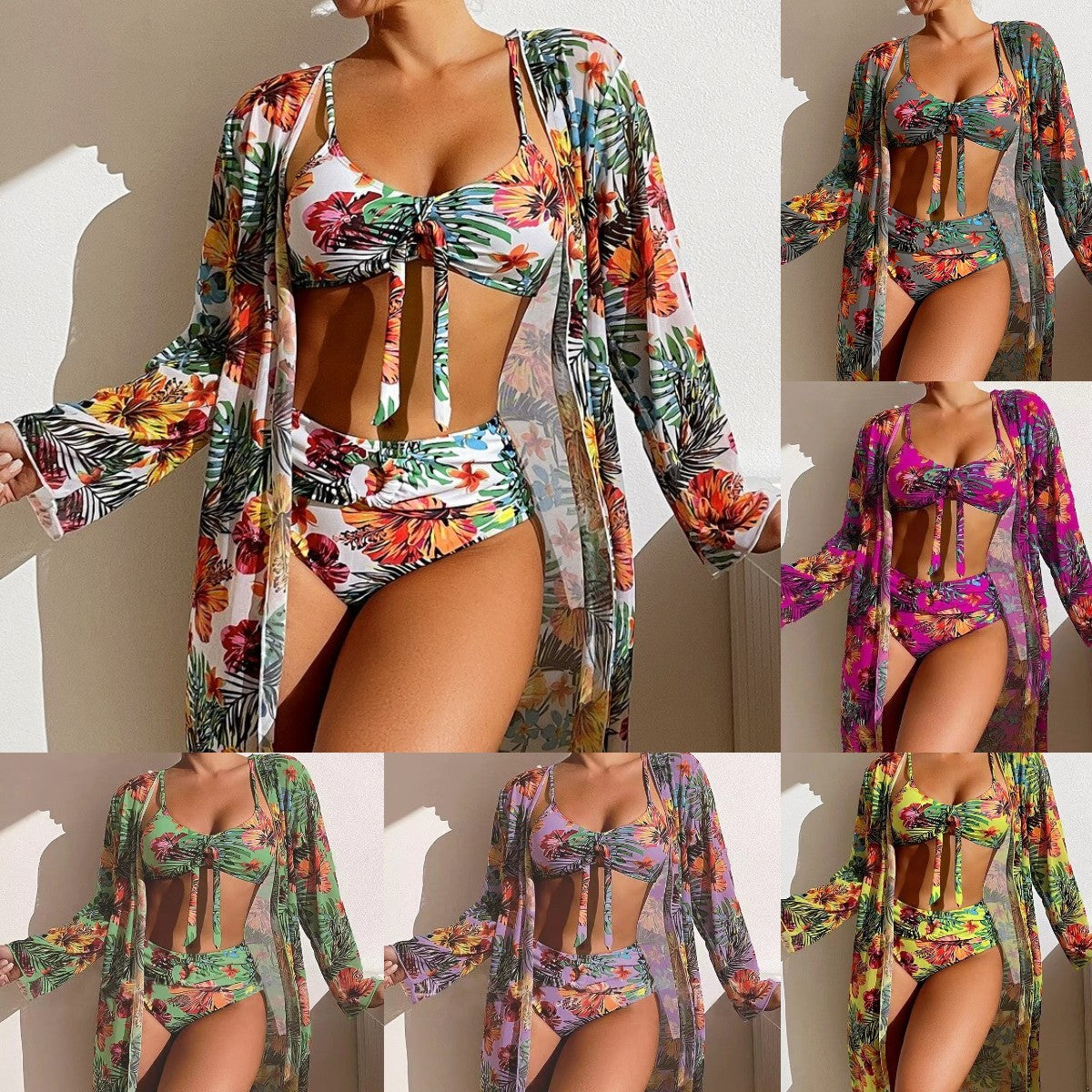 🏖【S-3XL】【3dílná sada】Letní tištěné třídílné plavky, zvýrazňují eleganci