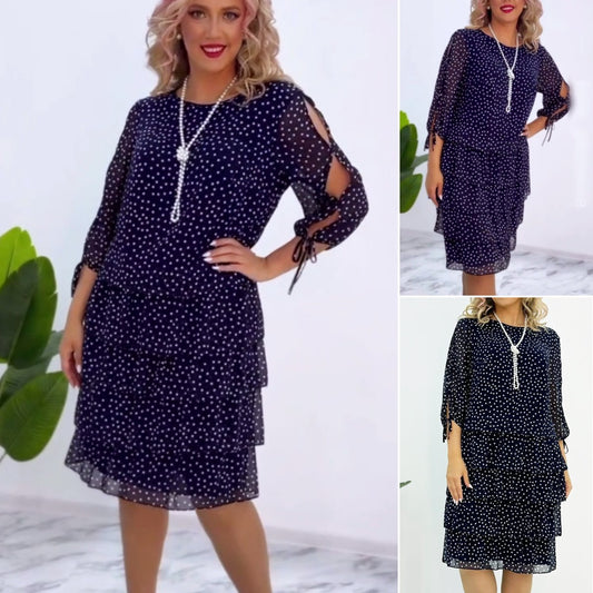 🥰【S-5XL】 Nové elegantné voľné bodkované šaty 