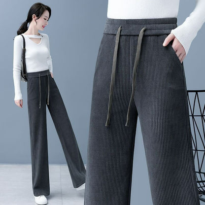 🔥【Compre uno y llévese otro gratis】 👖Nuevos pantalones casuales de terciopelo con perneras anchas, muy cómodos de usar.