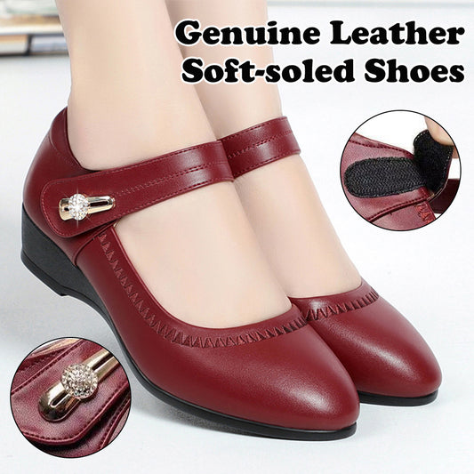 🏆👡【35-41】Miękkie skórzane buty na obcasie z miękką podeszwą, antypoślizgowe skórzane buty dla mamy
