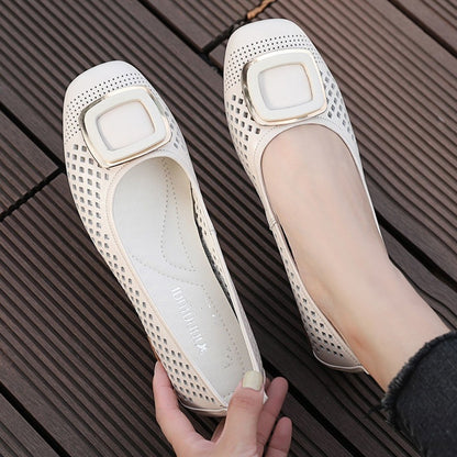 🔥【35-40】 2024 nowe letnie buty z prawdziwej skóry buty z gołą skórą płytkie usta damskie buty z miękkim dnem