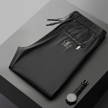 ❄️👖【Kupte 1 a získejte 1 zdarma ✨】【M–5XL】Letní tenké pánské rovné kalhoty z ledového hedvábí ✅ Vysoká elasticita ✅ Prodyšné a rychleschnoucí