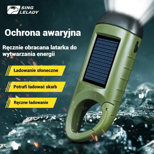 🔥 Kup 1 i otrzymaj 1 gratis 🔥⚡Latarka z panelem słonecznym i ręcznym ładowaniem – przenośny generator idealny na wypadek sytuacji awaryjnych i przygód!