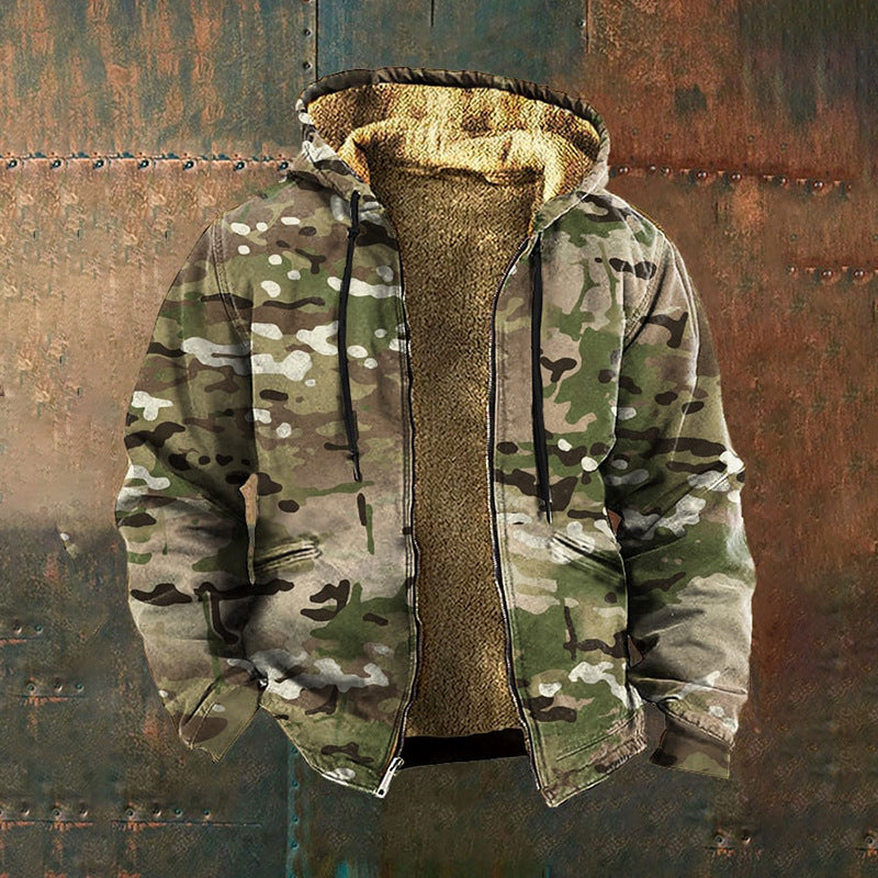 👨‍💻🧥✨【S-5XL】Nová pánska módna retro mikina s kapucňou a zipsom, 3D digitálna potlač