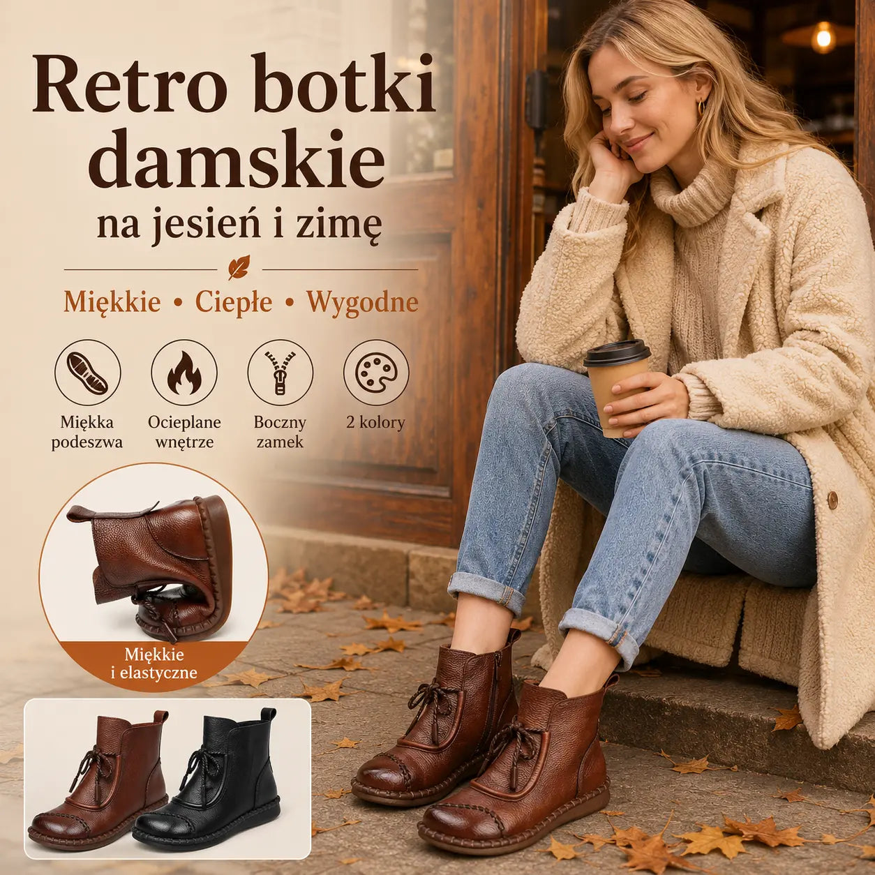 🔥✨【Rozmiary 35-40】🌷👢Przedsprzedaż wczesną jesienią🎉 Damskie buty retro wykonane z miękkiej skóry-4357587