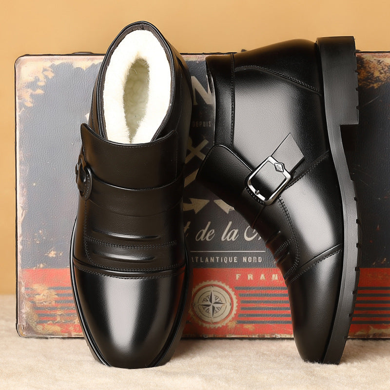 💘【30% OFF】【39-44】Męskie buty skórzane na zimę z grubą i ciepłą podeszwą