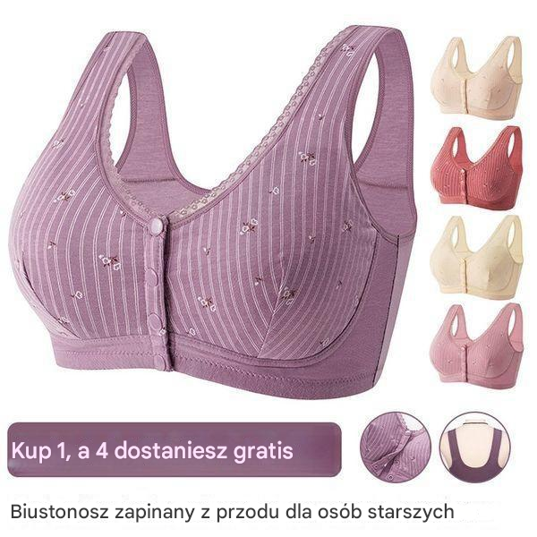 🔥【50% zniżki】🔥✨ Lekki i oddychający biustonosz bez fiszbin z nadrukiem i zapięciem na guziki z przodu