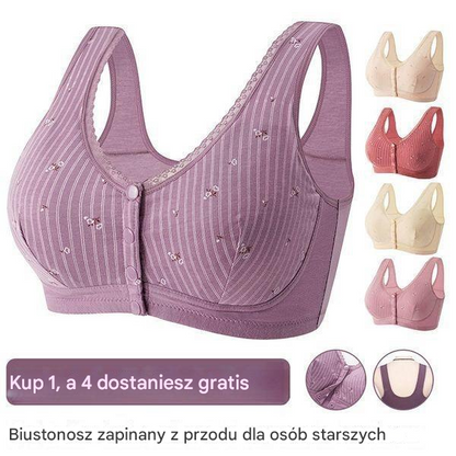 🔥【50% zniżki】🔥✨ Lekki i oddychający biustonosz bez fiszbin z nadrukiem i zapięciem na guziki z przodu