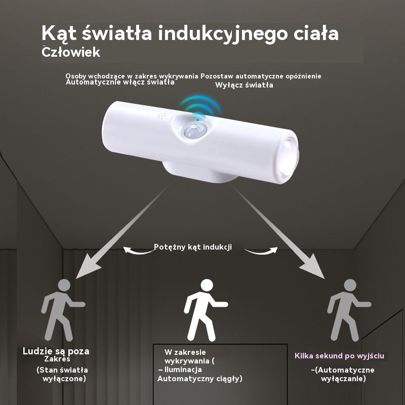 💥【4 za】Dwugłowa lampa ścienna w kształcie kociego oka, ładowalna, wejściowa, z inteligentnym czujnikiem ruchu, lampka nocna