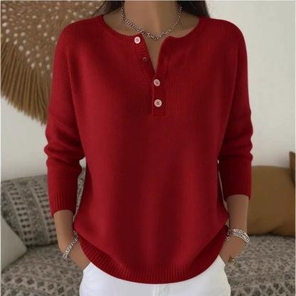 💟【S-3XL】Damski jednokolorowy sweter z dekoltem V, luźny i casualowy