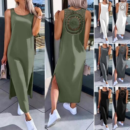 🔥【Top SALE】【S-XXL】 Letnia sukienka bez rękawów z rozcięciami po bokach