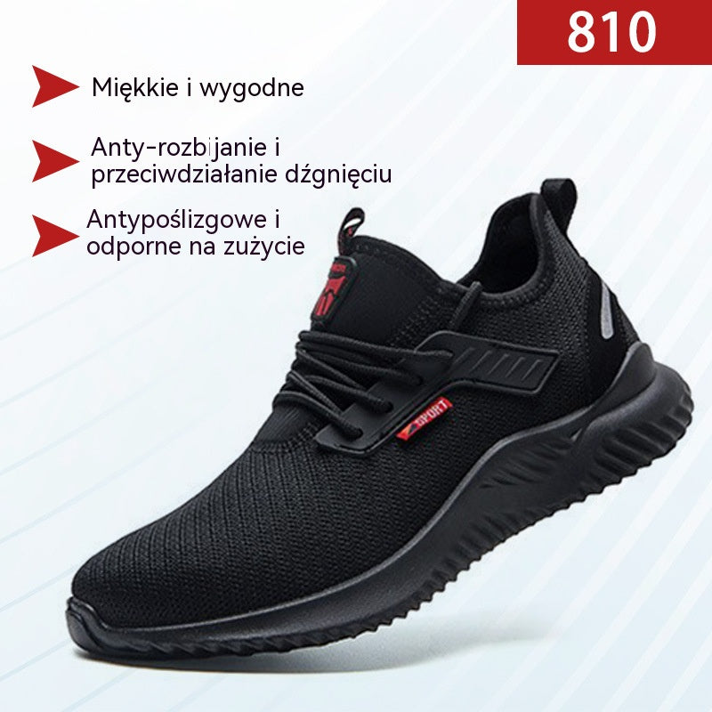 【36-46】Odporne na uderzenia i przebicia stalowe noski, lekkie, antypoślizgowe, odporne na zużycie buty robocze/obuwie ochronne Flyknit