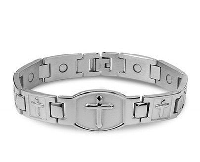 Kup jeden, a drugi dostaniesz gratis 🎁💙 Bransoletka Feraco z krzyżem miedzianym dla mężczyzn, magnetyczna bransoletka lecznicza z 46 magnesami – 99,99% czystej miedzi