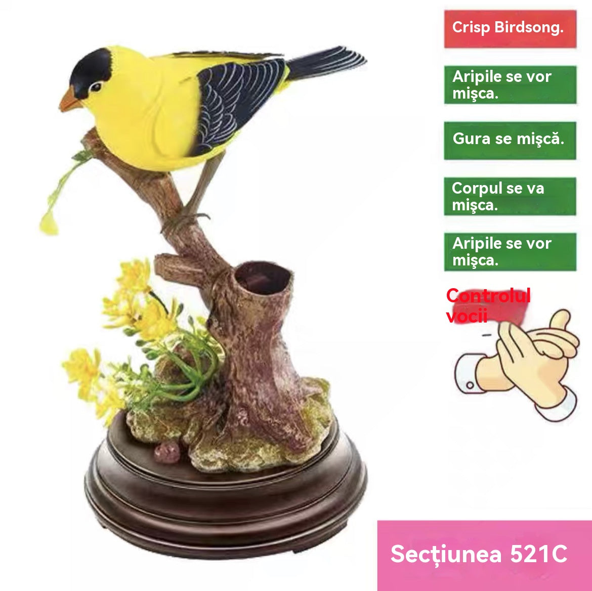🦜🐦【Cumpără 1 primești 1 gratis】Simulare controlată vocal, ornamente creative drăguțe cu păsări controlate vocal, ornamente decorative pentru biroul camerei
