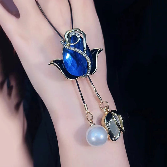 💝【Kup 1, a 1 dostaniesz gratis】✨Długi naszyjnik z różą w kształcie kociego oka