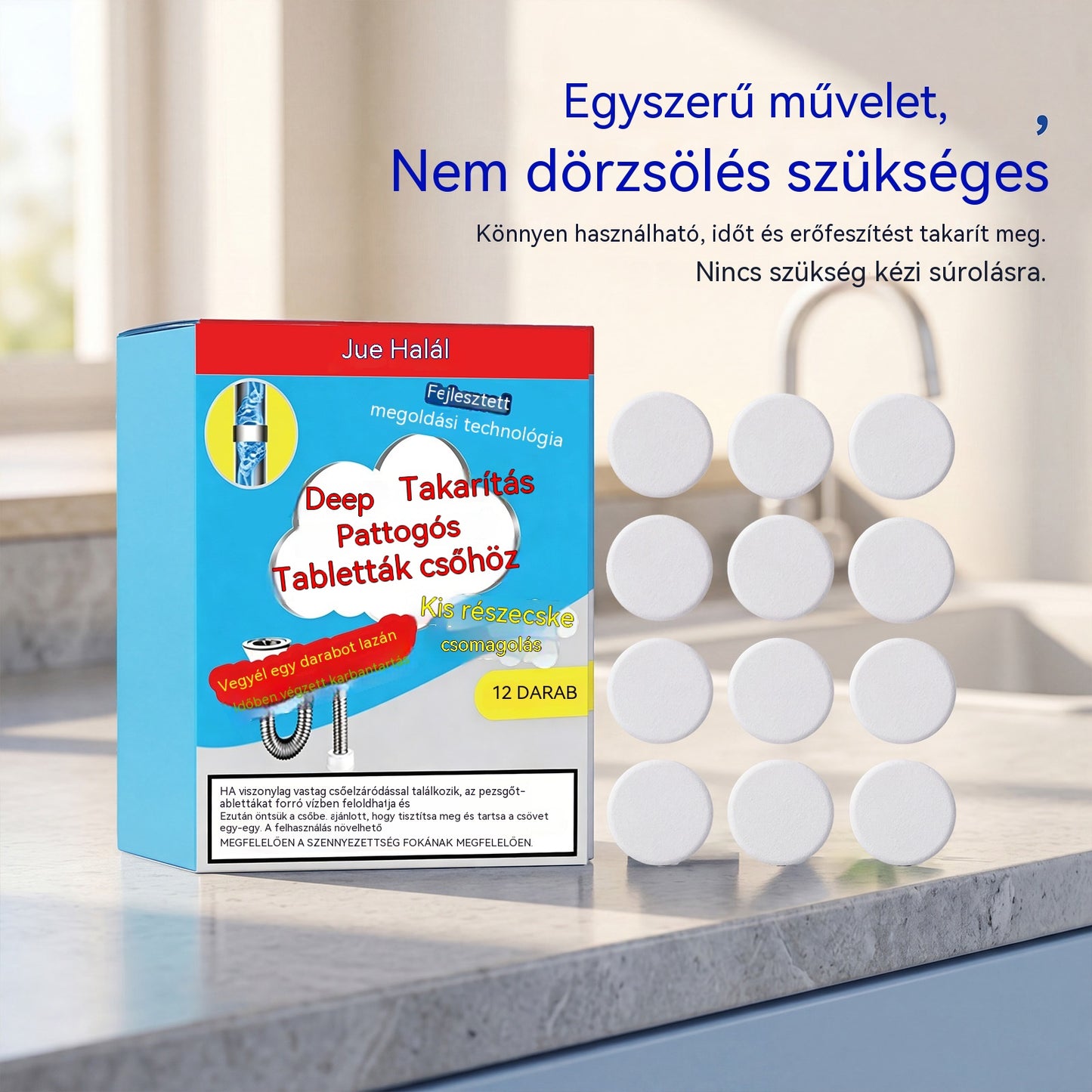 🥳3 doboz mindössze 10 100 magyar forintért💞 Hatékony pezsgőtabletta lefolyótisztító, gyorsan feloldja a hajat, a zsírt és az eltömődéseket, antibakteriális lefolyótisztító és szagtalanító, mosogatókhoz, WC-khez és padlóösszefolyókhoz alkalmas.