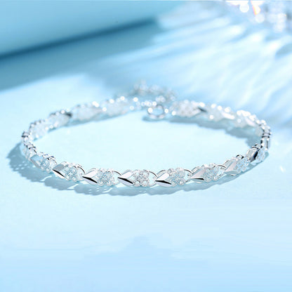 😀👉【Compre 2 y obtenga 2 gratis】💖🍀Love New Fashion Pulsera de plata 925 con un trébol de cuatro hojas para mujer