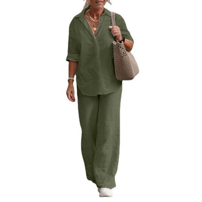 💕【S-5XL】Dámské ležérní soupravy 2026 - oversized košile a široké kalhoty