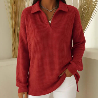 🥼【S-5XL】Nuevo y elegante suéter holgado, cálido, de color liso, con cuello y mangas largas.