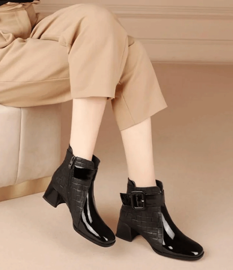 【35–40】👞 Ženski čevlji s kvadratasto konico s teksturo