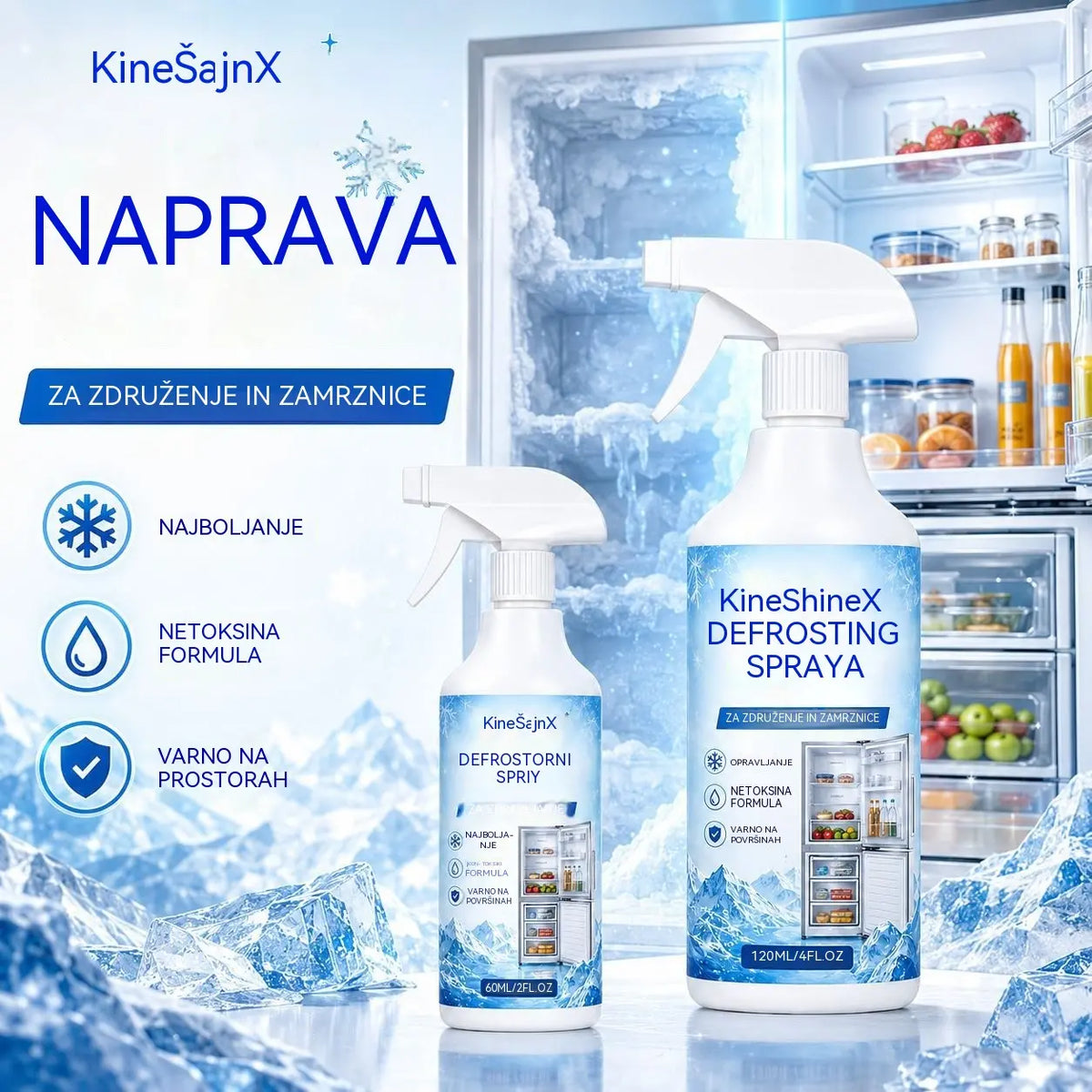 🔥【2 steklenički za 23 EUR】❄️ Novo sredstvo za odmrzovanje 2026 🧡 Hitro odstranite led iz zamrzovalnika