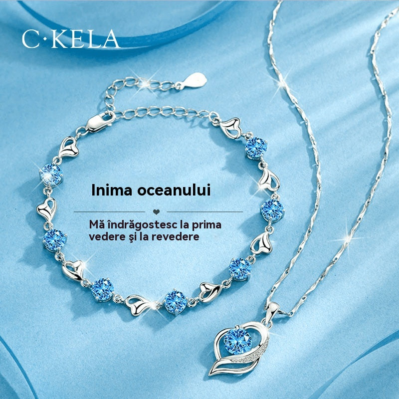 ✨✨【Kúpte 1 a získajte 1 zadarmo】💎Sada náramku a náhrdelníka zo striebra 925 Srdce oceánu 