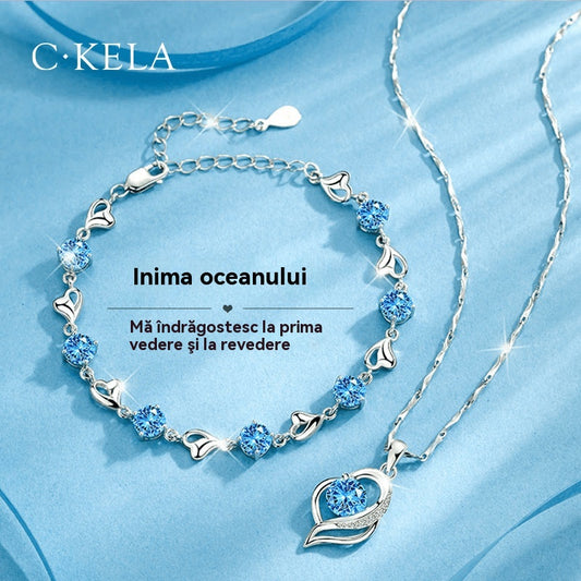 ✨✨【Kúpte 1 a získajte 1 zadarmo】💎Sada náramku a náhrdelníka zo striebra 925 Srdce oceánu 