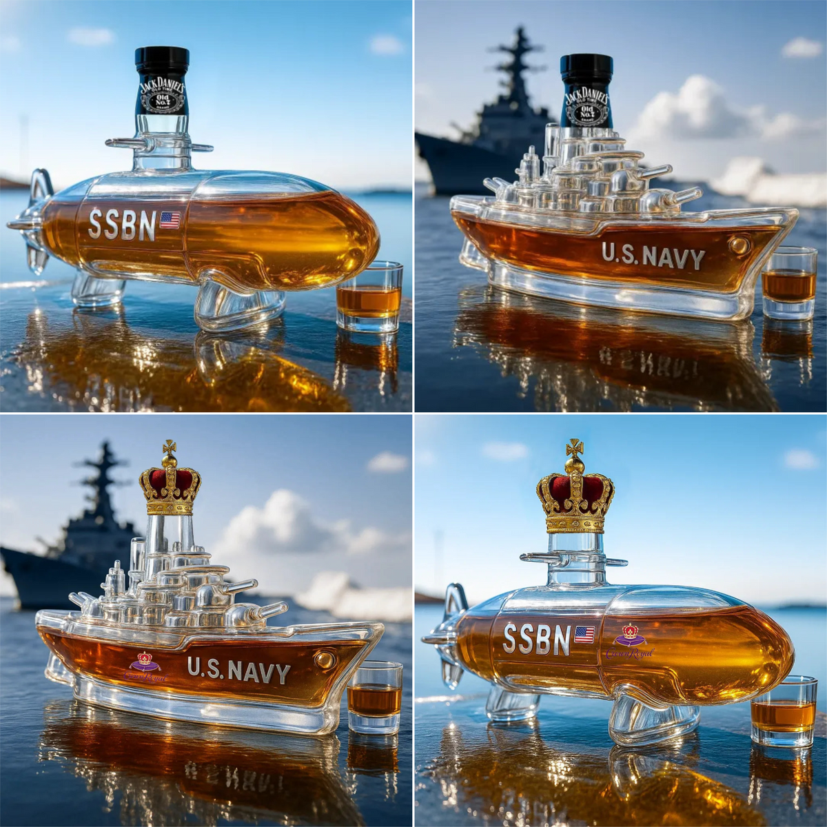 🚢【Kup 1, a 1 dostaniesz gratis】Zestaw butelek whisky o zabawnym designie｜Butelka whisky w kształcie łodzi podwodnej｜Oryginalny prezent i fajna dekoracja baru