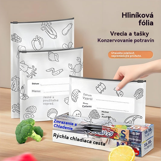 🥩【60 kusov】Vrecko z hliníkovej fólie potravinárskej kvality so zipsom na zachovanie čerstvosti, vhodné do domácej chladničky
