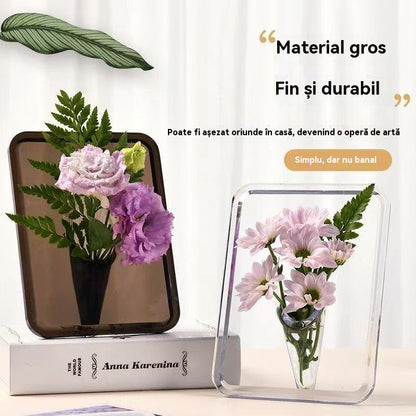 【1 set de 4 piese】💐Vază cu ramă foto de birou de înaltă calitate